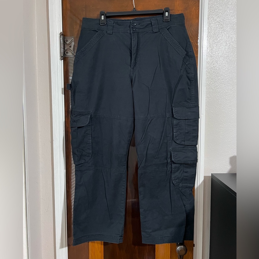 Abercrombie & Fitch Curve Love Washed Black Cargo Utility Pants